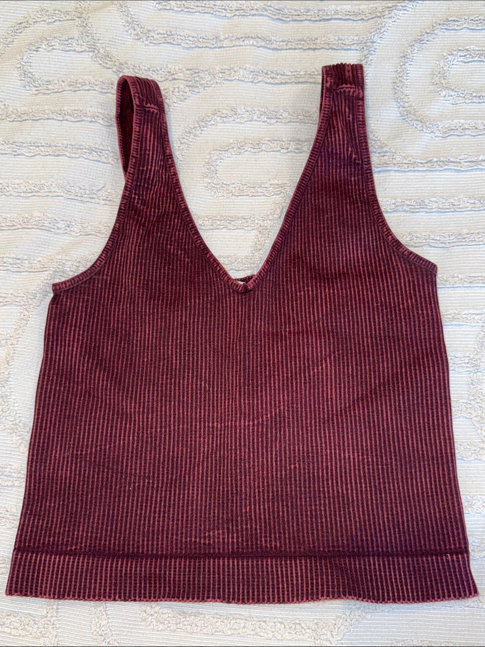 Nikibiki burgundy maroon ribbed v neck tank top